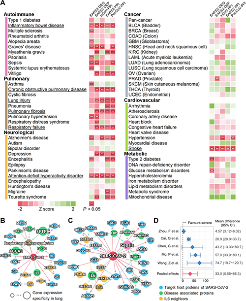 通过网络相近性怀抱量化的与COVID-19相关的疾病体现概况
